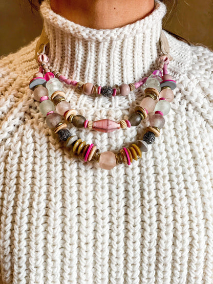 Layered Classic Necklace | Pink + Pavé