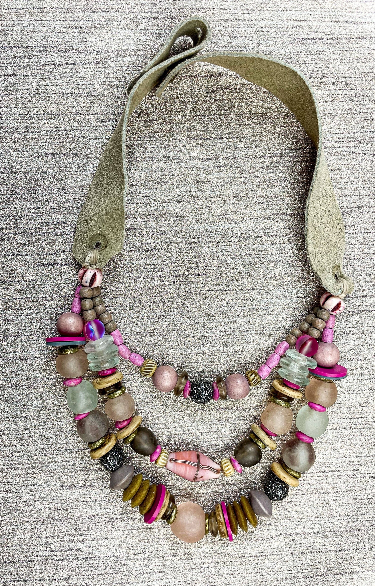 Layered Classic Necklace | Pink + Pavé